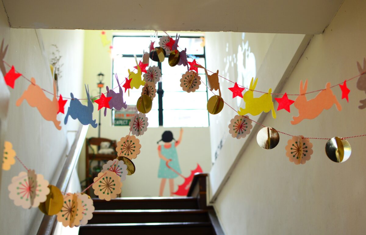 stairs with decorations in school