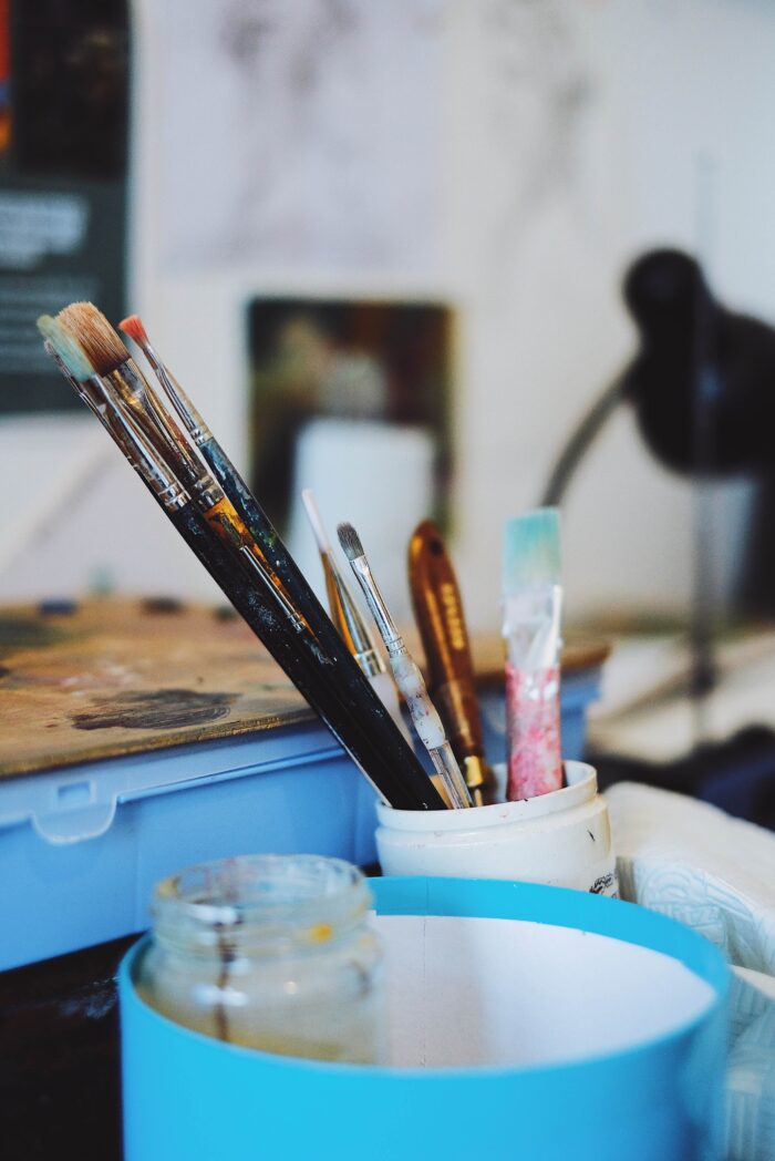paint brush in art classroom 